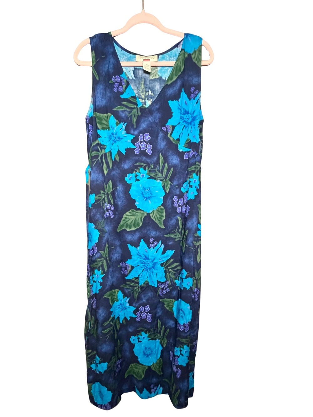 Floral Maxi Dress ~ Purple and Blue v-Neck Sleeveless